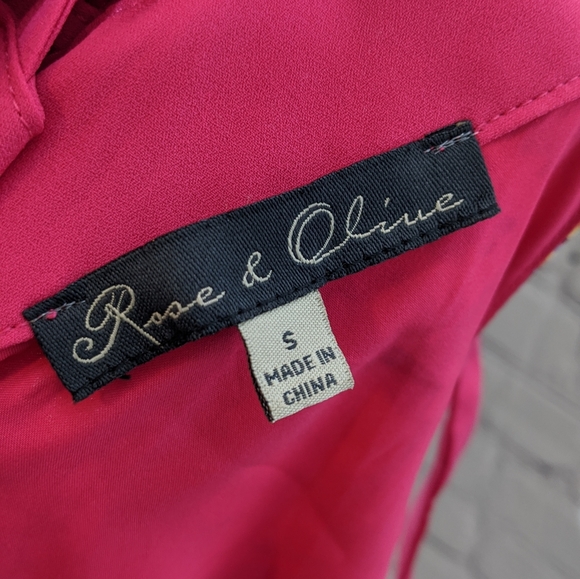 Rose & Olive Pink Floral Tent Dress Small V Neck Tank Sleeveless - Picture 7 of 8